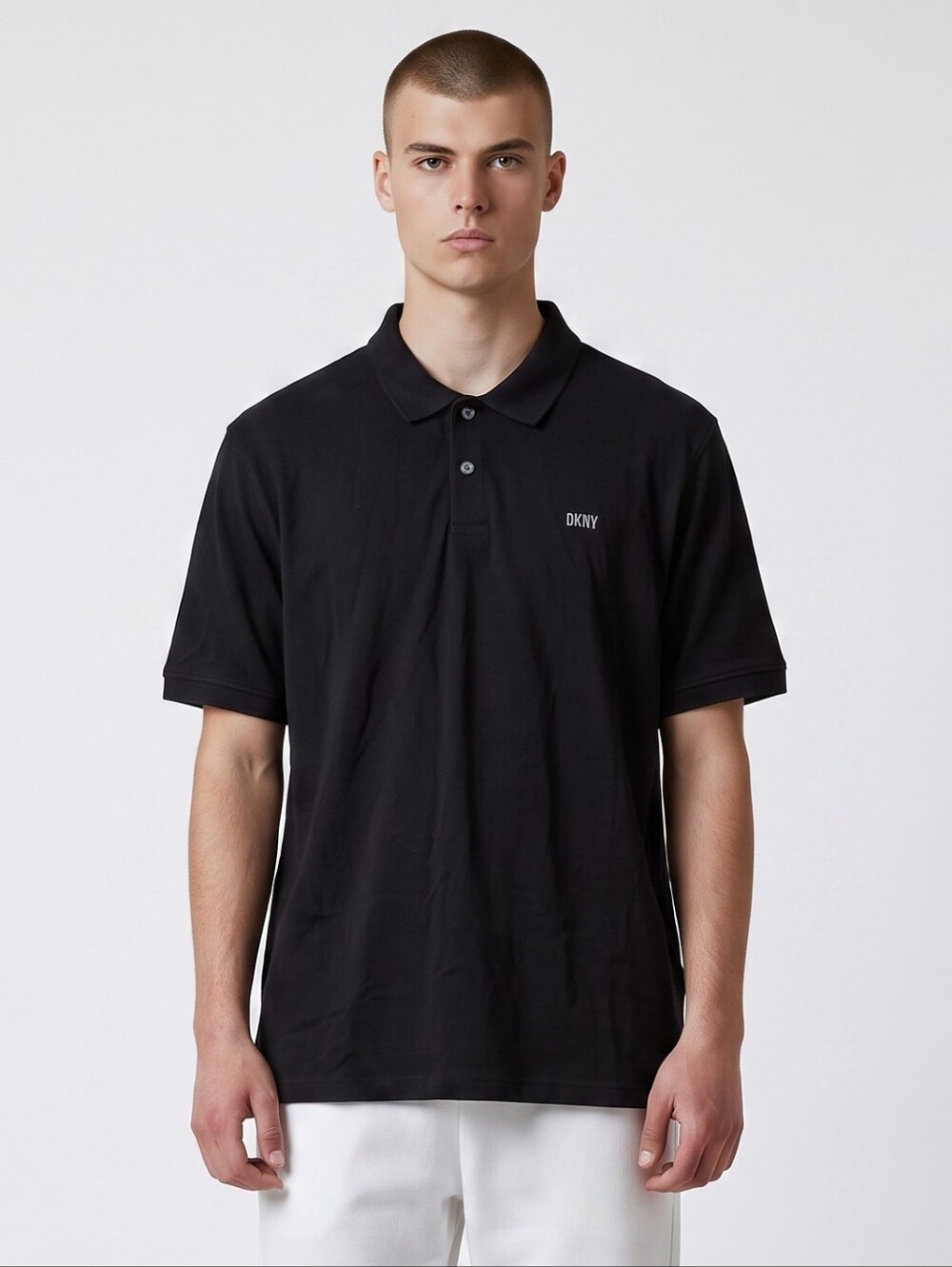 DKNY Men's Black Polo with Subtle Logo